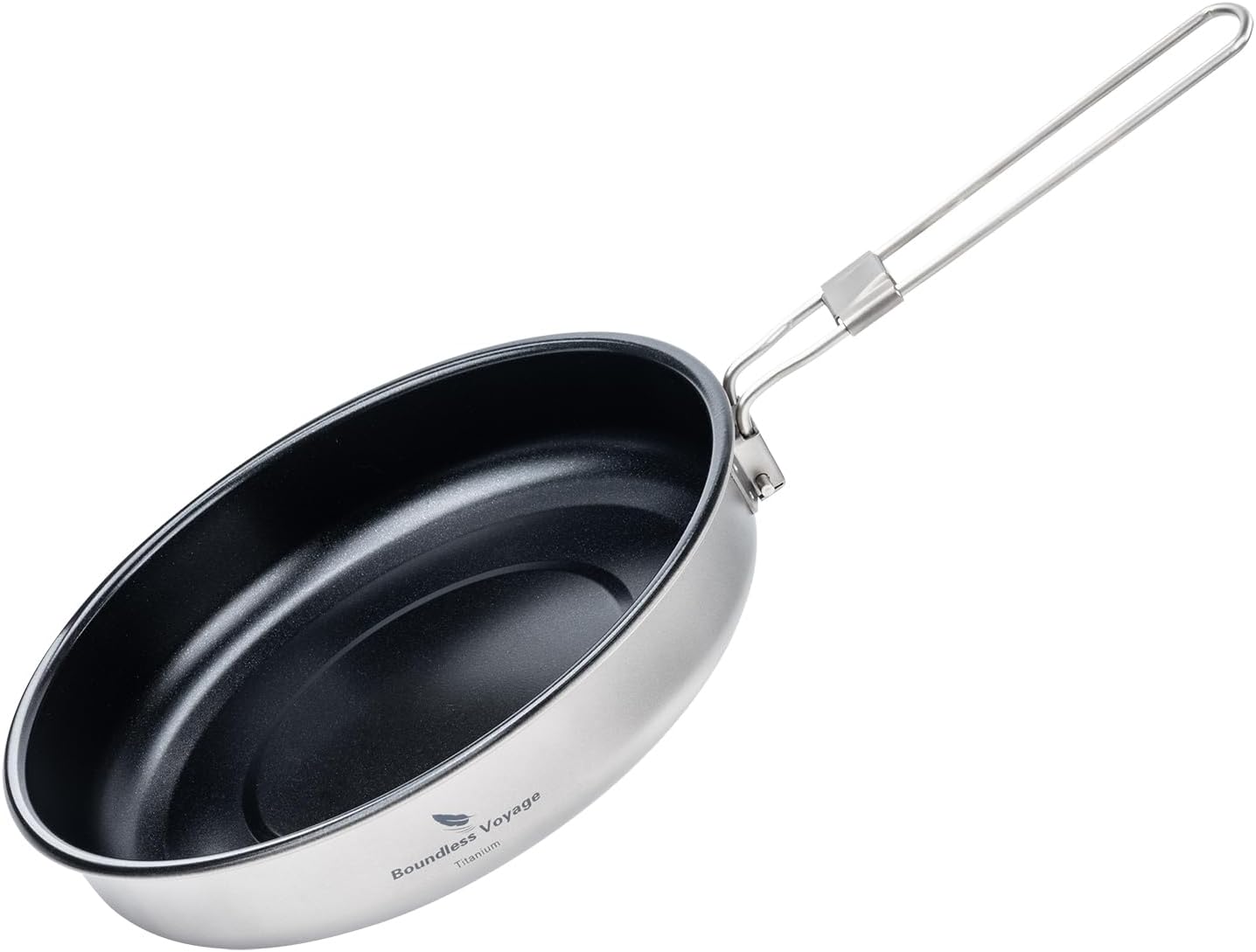 Boundless Voyage Ti2070C Camping Pan for Gas Cooker Titanium Frying Pan 22.8 cm  1.5 L Ultralight Camp Cookware Grill Pan for Cooking Egg Steak