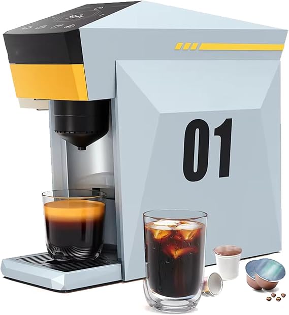 Espresso Machine 19bar, Single-Serve Coffee Maker, Capsule Coffee Machine with 800ML Water Tank, Intelligent Touch Control, Fast Brew for Latte Cappuccino Home Office Use Orange