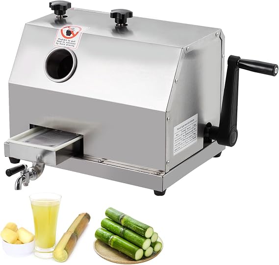 Commercial Sugar Cane Juicer, Commercial Sugar Cane Press with 3 Stainless Steel Rollers, 2.4" Large Inlet, Manual Juicer with 110LBS/h High Output for Home/Commercial Use