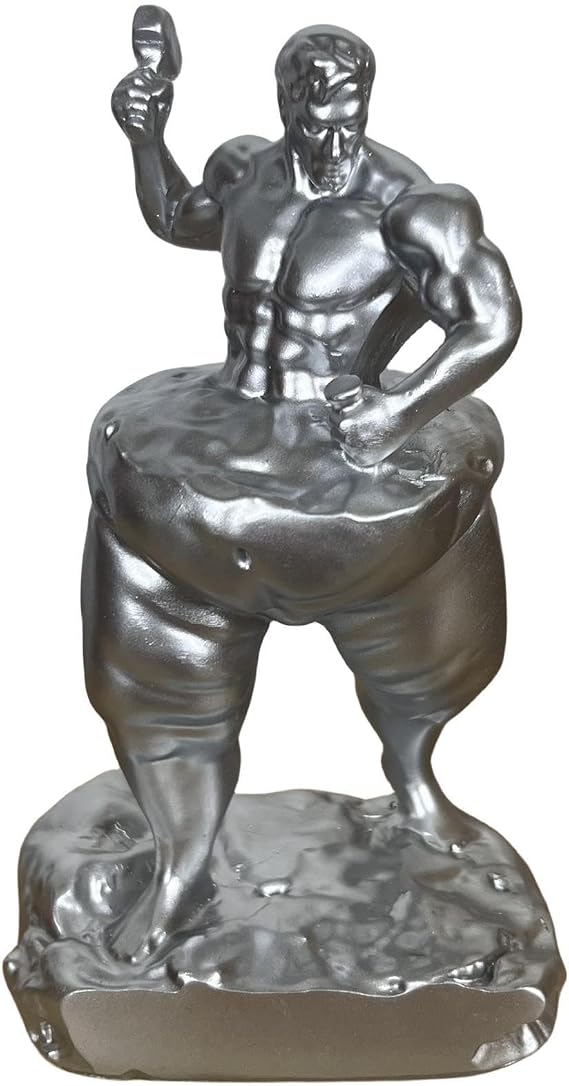 Self-Sculpture,Take a Hammer to Carve Yourself, Weight Loss Fitness Statue ,Decorate Your Home, Office, or Shelf,(Silver Self-Sculpture)