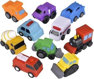 2 Rubber Vehicle Toy Set Mini Cars & Trucks for Bath Time, Fidget Fun, Party Favors, Classroom Rewards, Travel Play & Outdoor Adventures Assorted Styles - 10 Pack