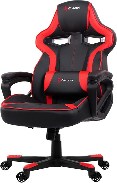 Arozzi - Milano Ergonomic Computer Gaming/Office Chair with Swivel, Tilt, Rocker, Adjustable Height and Adjustable Lumbar Support - Red