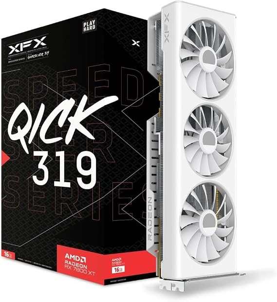 XFX Speedster QICK319 Radeon RX 7800 XT White CORE Gaming Graphics Card with 16GB GDDR6 HDMI 3xDP, AMD RDNA 3 RX-78TQICKW9