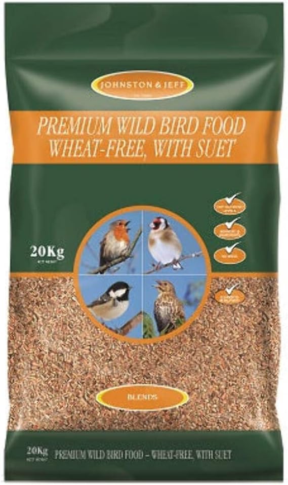Johnston & Jeff Premium Wild Bird Food, Wheat Free with Suet 20 kg