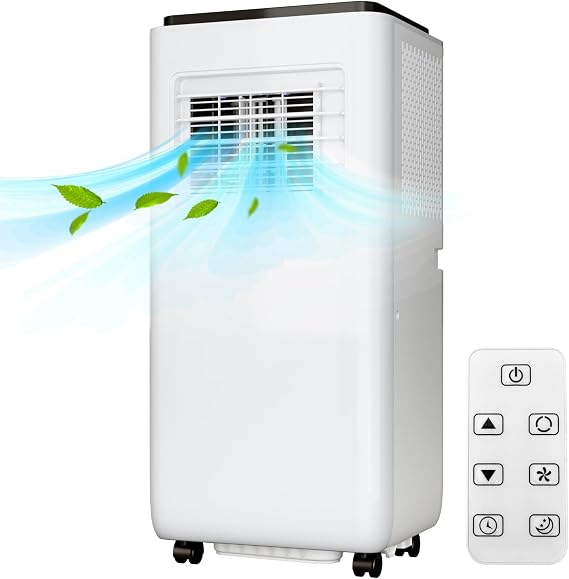 Fashionwu Portable Air Conditioner - 10000BTU 3-in-1 AC Unit, Portable AC with Remote Control, 24 Hour Timer, Dehumidifier, Fan Mode, Up to 450 Sq Feet