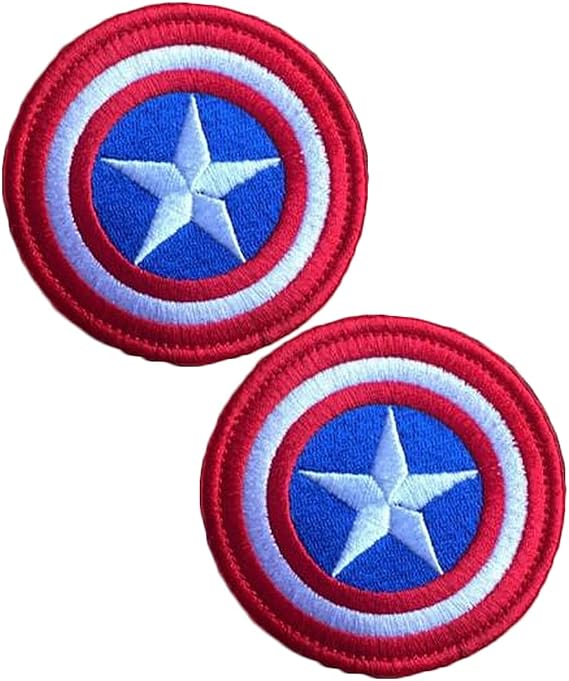 Heiorpai 2Pcs Captain America Patch Embroidered Decorative Hook and Loop Fasteners Backing Patch