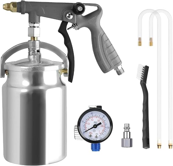 Undercoating Spray Gun with 1000ml Suction Feed Cup,Straight & 360 Spray Hose,No Area is Left Untouched, for Truck Bed Liner Coating, Rubberized Undercoat, Rust Proofing