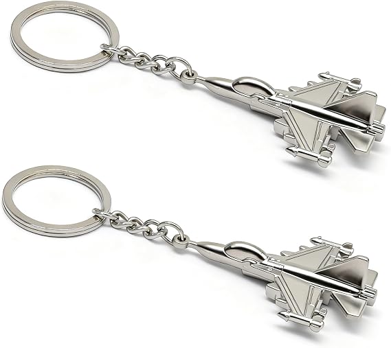 2PCS Airplane Keychain Bag Charms Metal Cute 3D Aircraft Fighter Plane Model Key Chain Ring Gifts for Men Boys