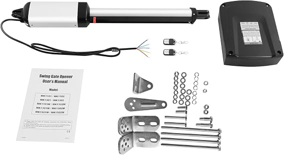 50 W Swing Gate Drive with 2 Remote Controls 300 kg Gate Operator Electric Gate Operator Swing Gate Operator Automatic Gate Opener for Maximum 5.5 m Gate Length Lower Noise