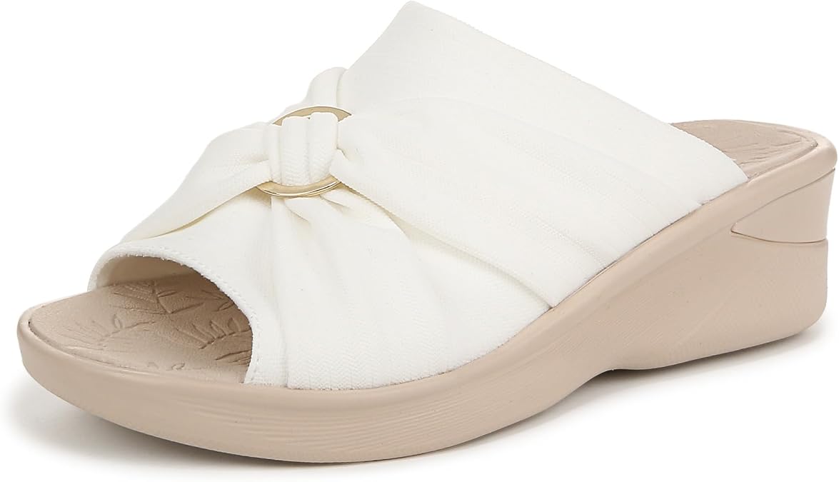 Bzees For Lifestride Women's Serenade Slide Wedge Sandal, White, 6 M US