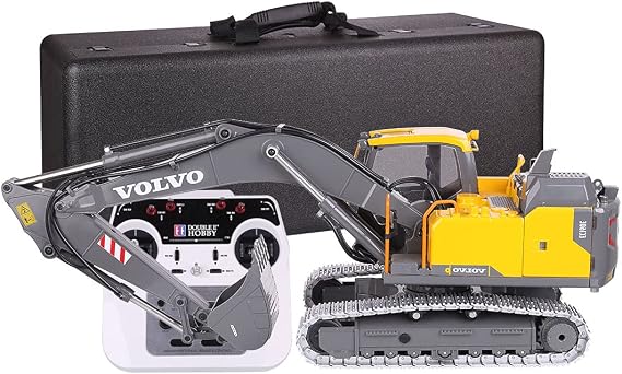 RC Digger, 1:14 Scale 24CH RC Excavator - All-Metal Construction with Electric Cylinder System, 360° Rotation & RTR Yellow Engineering Vehicle for Hobbyists and Enthusiasts