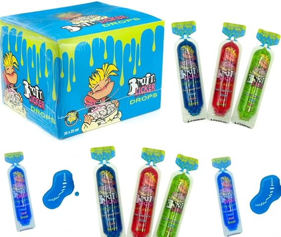 Brain Licker Sour Drops 30 x 25ml Full Box - Fruit Flavour Drops liquid Candy