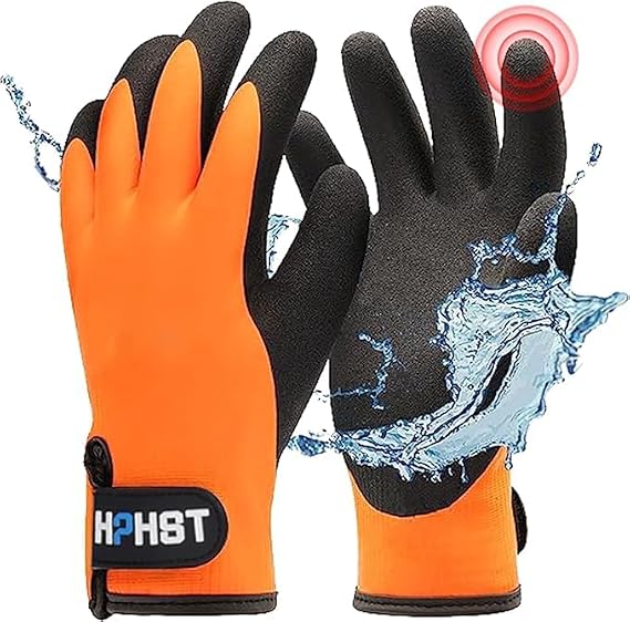 Product Image Waterproof Work Gloves for Men and Women, Winter Work Gloves for Cold Weather, Touchscreen, Thermal Insulated Freezer Gloves Orange,M (1Pair) + L (1Pair)