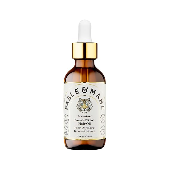 Fable and Mane MahaMane Smooth & Shine Hair Serum - Protective Oil Treatment for Dry, Damaged Hair. 1.8FL oz