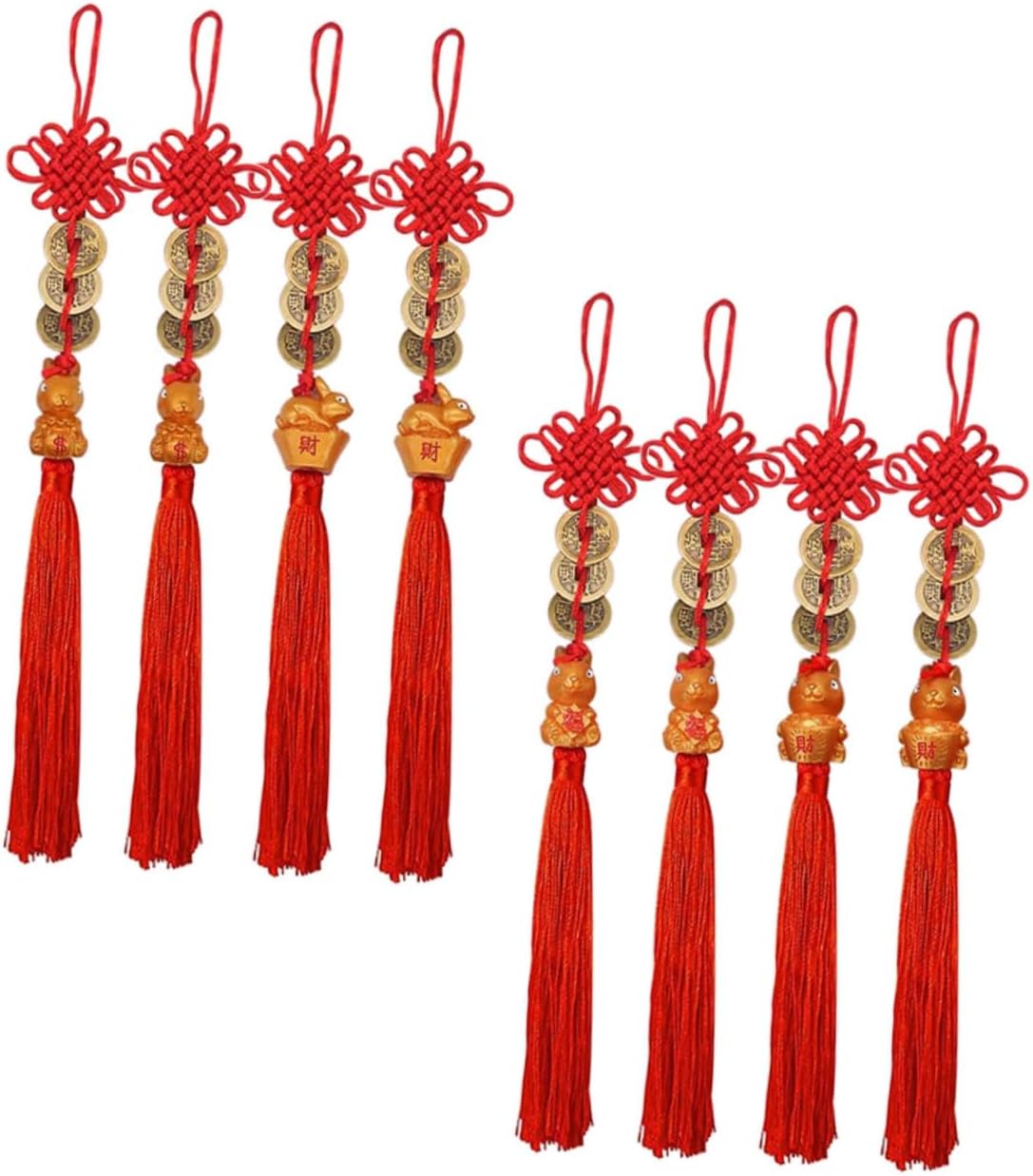 Cabilock 8Pcs Rabbit Year Chinese Knot Pendant with Tassel for Home and Car Spring Festival Decorations Design for Lunar Year Celebrations