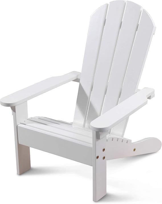 KidKraft Wooden Adirondack Children's Outdoor Chair, Kid's Patio Furniture, White, Gift for Ages 3-8
