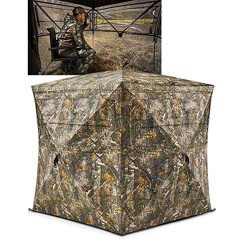 TIDEWE Hunting Blind 270See Through with Carrying Bag for Turkey Hunting, Pop Up Ground Blinds, Portable Resilient Hunting Tent