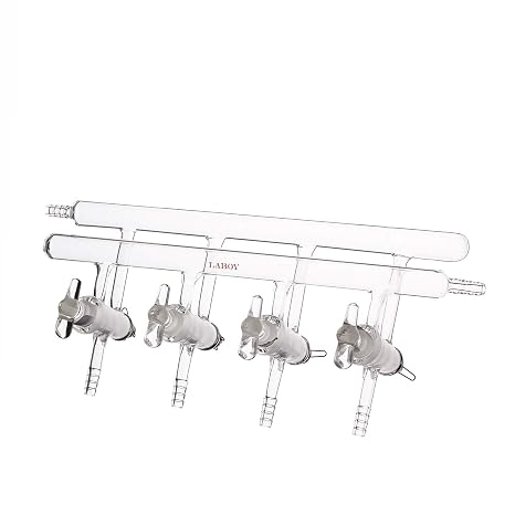 Laboy 4-Port Schlenk Manifold, Solid Stopcocks, Front R/Rear L Open