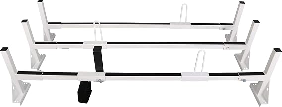 Universal 68"-75" 3 Bars Van Roof Mount Compatible with Ford Chevy Express GMC Savana Full Size Steel Ladder Rack