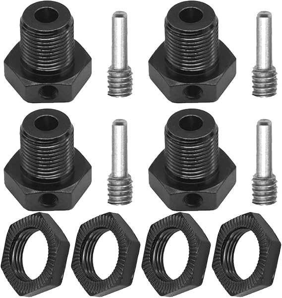 ShareGoo Metal Wheel Hubs 17mm Hex Nuts Threadlock Compatible with Traxxas E-Revo E-Maxx Revo 3.3 Slayer Pro 4x4 Summit XO-1 1/10 RC Off-Road Car (Black)
