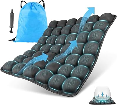 Inflatable Seat Cushions for Travel,42 Cells Ultra Withstand Weights and Non-Slip, Pressure Relief Seat Cushion for Airplane, Car, Wheelchair,Office Chairs, Pain Relief for Tailbone, Back, Sciatica