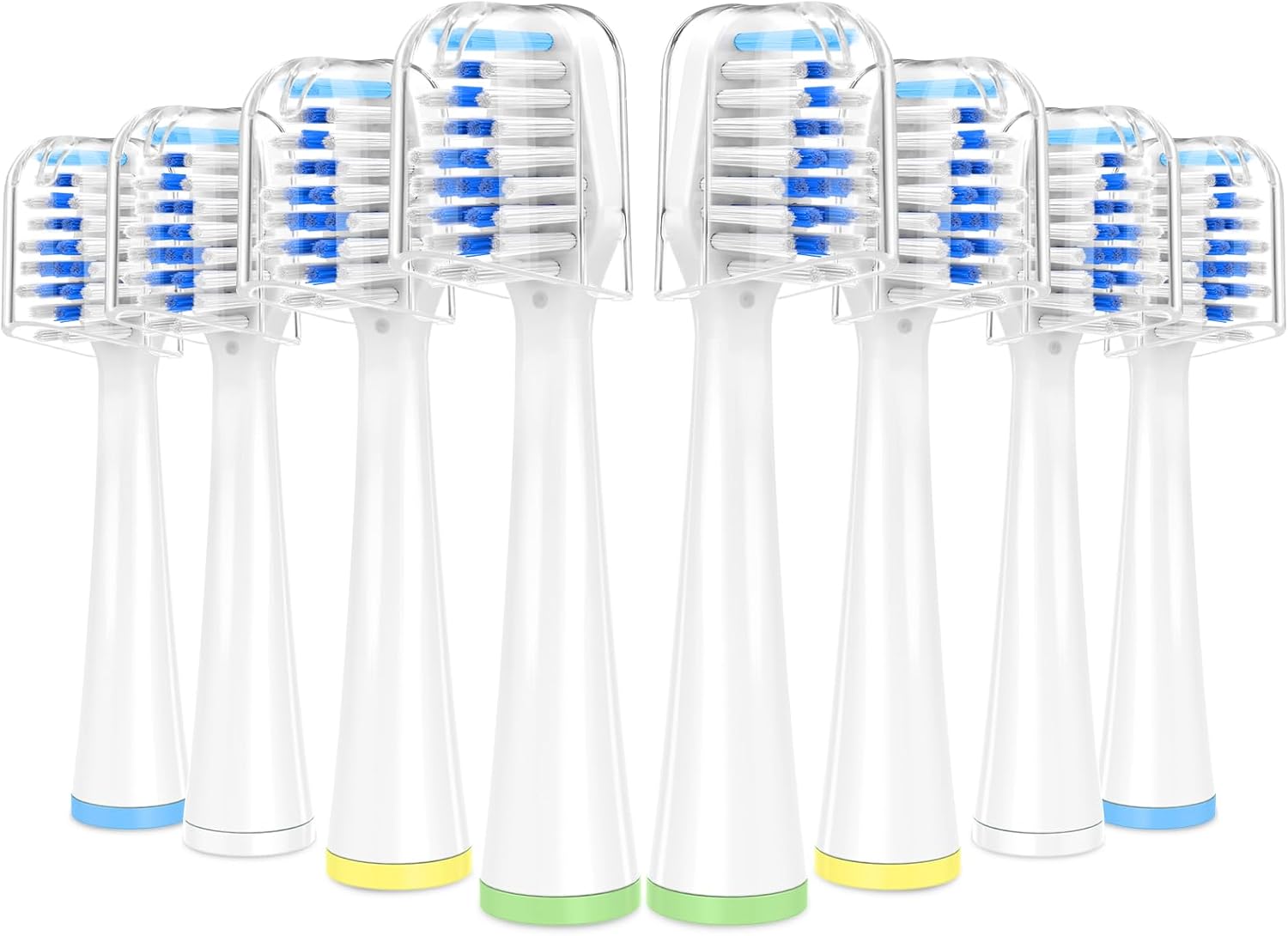 8 Pack Toothbrush Replacement Heads for Waterpik Sensonic Complete Care CC-04CD010-1, and for Waterpik Sensonic Electric Toothbrush STW-03W020STW-03W027, with Cover for White STWB-3WW-B