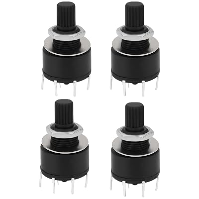 SING F LTD 4pcs 16mm 2 Pole 3 Position Rotary Switch with Washer and Nut Plastic Round Axis Band Switch Handle Length 15mm Black RS16