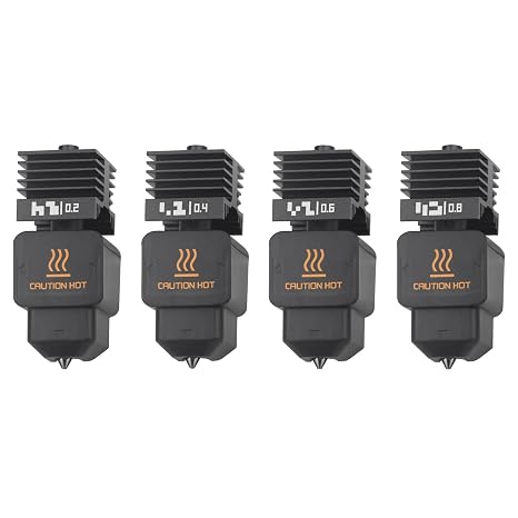 4PK H2D Hotend Kit with 0.2/0.4/0.6/0.8mm Hardened Steel Nozzle, Upgrade Extruder Hot End for Bambu Lab H2D H2S A1 A1 Mini 3D Printer