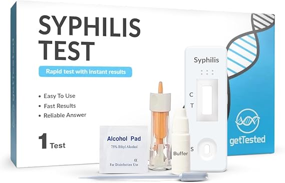 GetTested Syphilis Test Kit – Syphilis Rapid Test – Accurate At-Home Detection – 10-Minute Results – Private and Easy Finger-Prick Blood Sample – Lab Certified
