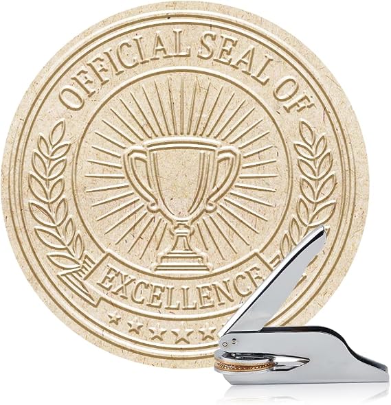 ANATTASOUL Excellence Book Embosser Personalised for Paper,Books | Silver,Library Stamp with Handle Set,Durable,Embossing Stamp,for Envelopes,Invitation,Certificate,Gifts