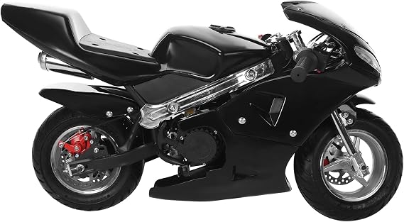 Mini Motorcycle for Adults Kids,49cc Kids Dirt Bike 2-Stroke Gas Powered Minibike Motocross High Brightness Dual Headlights Rubber Handlebar Kids Pocket Gas Motorbike for Kids Teens Black