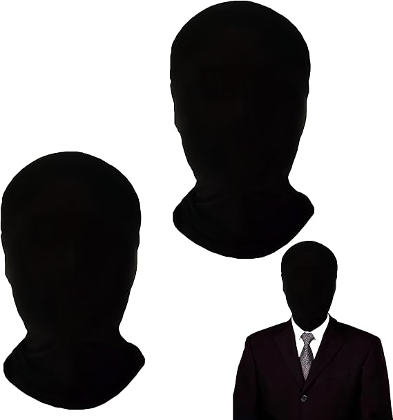 2pcs Black Full Face Mask Halloween Cosplay Spandex Black Hood Breathable Faceless Morph Head Cloth