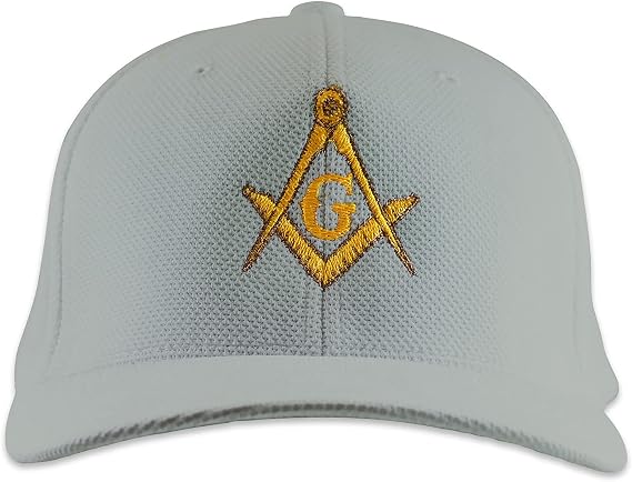 Gold Square & Compass Embroidered Masonic Adult Cool & Dry Sport Hat