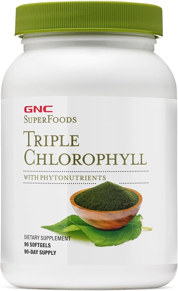 GNC Superfoods Triple Chlorophyll, 90 Softgels | Provides Chlorophyll and Phytonutrients to Support Wellness, Gluten-Free Formula with No Artificial Flavors or Preservatives