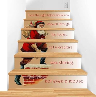 Stair Risers Steps Decoration Photo Mural Vinyl Decal Wallpaper Murals Wallpaper Mural Christmas Holiday Night Before Christmas