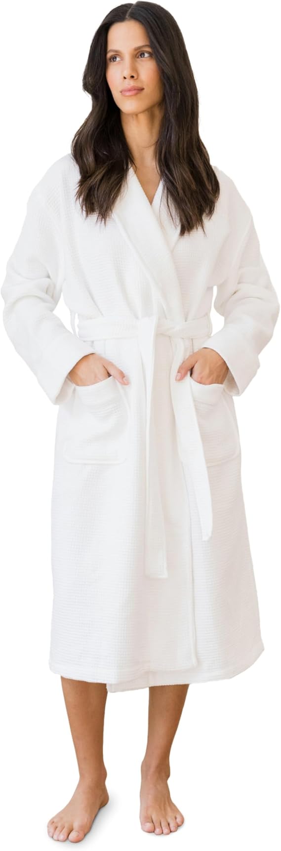 Cozy Earth Waffle Bath Robe - Lightweight Spa Robe with Pockets - 40% Viscose from Bamboo Blend