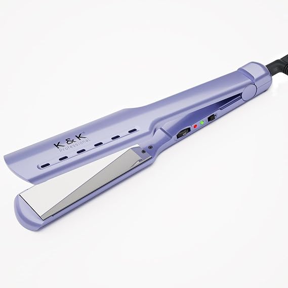 K&K 1.73 Hair Straightener for Thick Hair, Extra Wide Flat Iron with Adjustable Temperature(290-450F) Ceramic Coated Floating Panel, 30s Fast Heating, Dual Voltage, for Thick Curly Hair