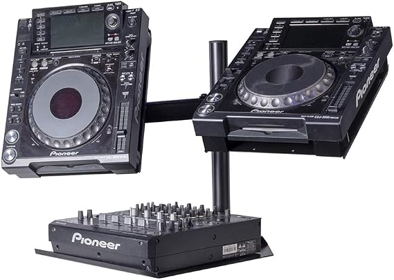 Headliner Avalon Dual CDJ Stand fits most CDJ players; Adjustable Arms Elevates CDJs above other DJ Equipment, Turntables, DJ Mixers (HL22000)