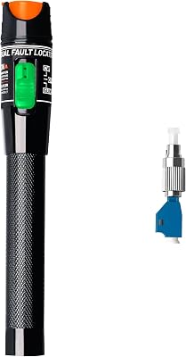 Fiber Visual Fault Locator kit 30KM, VFL Fiber Optic Cable Tester, Red Light Tester Adapt LCFCSCST Interface, Network Cable Test Aluminum, Include Single Mode 9125um FC Male to LC Female Adapter