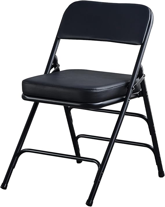 KAIHAOWIN Folding Chairs with Ultra Thick Padded Seat Foldable Chair Indoor Comfortable Metal Chairs with Soft Cushion Black