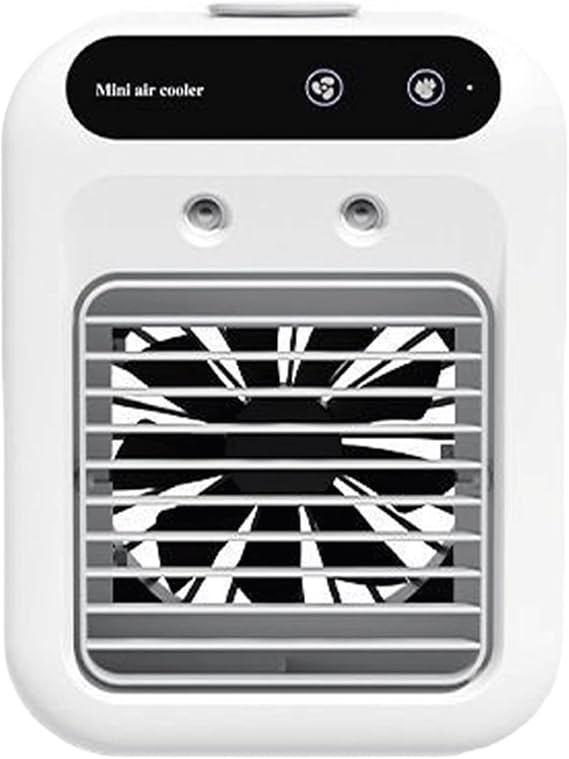 3-in-1 Portable Air Conditioner Fan, Mini Air Cooler & Humidifier with 2 Speeds, Rechargeable & Quiet, for Desk, Bedroom, Office, Car & Small Room Cooling(White)