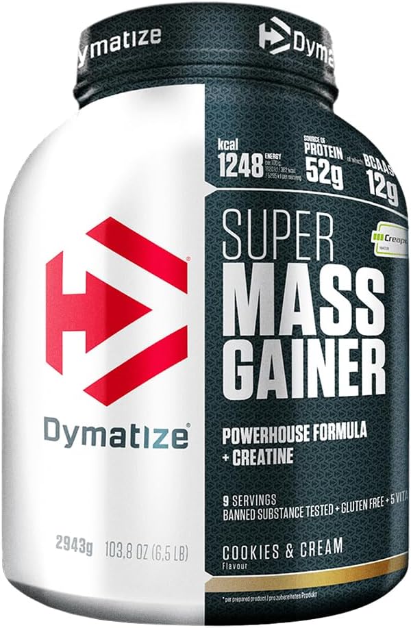 Dymatize Super Mass Gainer Cookies & Cream 2943g - Weight-Gainer Powder  Carbohydrates, BCAAs and Casein