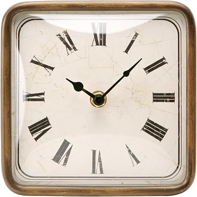NIKKY HOME Vintage Silent Non-Ticking Table Clock, Shelf Desk Top Clock Battery Operated, Retro Home Decor for Bedroom Living Room Mantel Desktop Countertop, Gold
