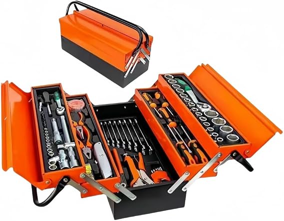 85 Piece Tool Set, 3 Layer Folding Tool Box, Socket Wrench Set, DIY Work, Auto Repair Hardware Tools, Manual Mechanic Set, Ratchet Wrench Combination Set, Repair Tool Set, Work Tool Set
