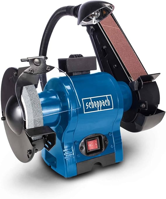 Scheppach BGS700 Grinder Belt Sander, 370W, 6" 150mm Grinding Wheel, 50x686mm Sanding Belt, LED Work Light, Hobby Workshop