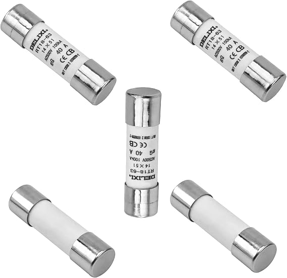 Fielect 10Pcs Ceramic Cartridge Fuse 400V-500V 40A 14x51mm Ceramic Fuse Cylindrical Fast Blow Ceramic Fuses for Electrical Equipment