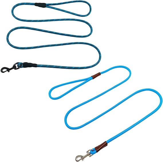 5ft Blue Small Dog Leash + 6ft Puppy Leash for Extra Small Dogs
