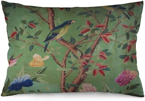 Synthwave Green Dream Chinoiserie Throw Pillow Covers 12"X20" Decorative Pillows Home Decor Pillowcase Aesthetic Pillow for Bedroom Living