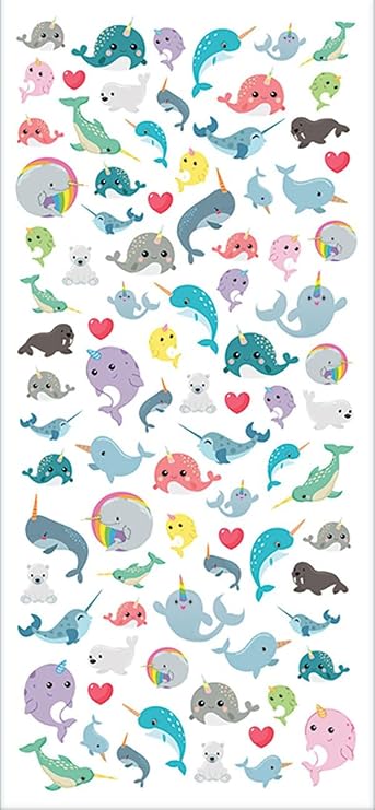 Playhouse Narwhal Party Glitter Accent Micro Mini Sticker Sheet - 1 Pack