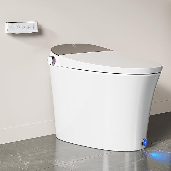 Smart Toilet with Bidet Built-In, Bidet Toilet with Auto Flush 1.06 GPF Built-In Pump,Heated Seat, Dryer, Auto Opne Close Lid, Night Light, Remote,kick Control, Digital Display & Deodorizer